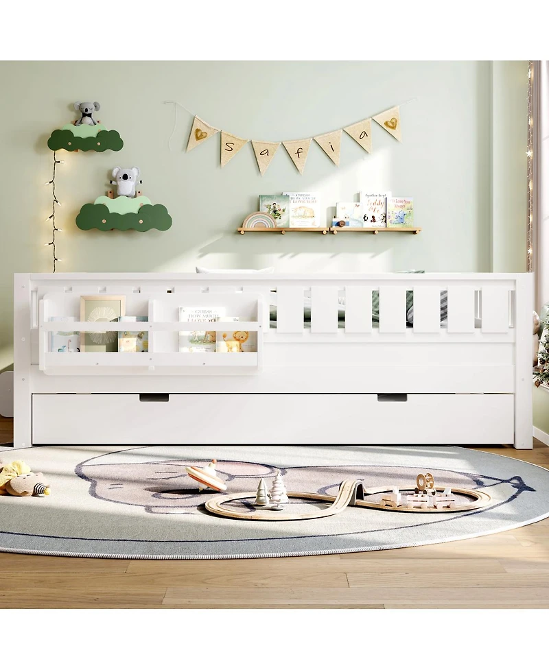 Streamdale Furniture Full bed with bookshelves, staircase, safety rails, and trundle