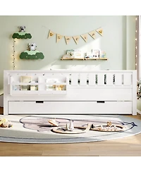 Streamdale Furniture Full bed with bookshelves, staircase, safety rails, and trundle