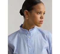 Lauren Ralph Women's Band Collar Long-Sleeve Shirt