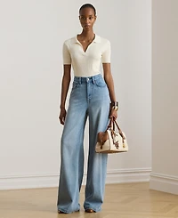 Lauren Ralph Women's Slim Fit Polo Collar Top