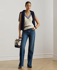 Lauren Ralph Women's Cable-Knit Cricket V-Neck Sweater Vest