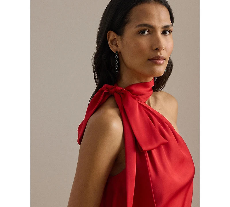 Lauren Ralph Women's Halter Neck Tie Detail Top