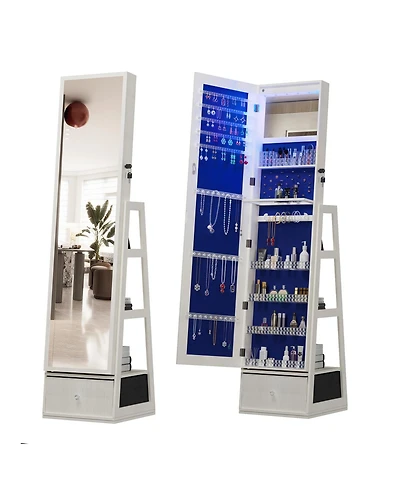 Streamdale Furniture 360° Swivel Jewelry Cabinet with Full Length Mirror