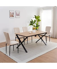 Streamdale Furniture Dining Chairs Set of 4 Modern Velvet Upholstered Chairs with Metal Legs