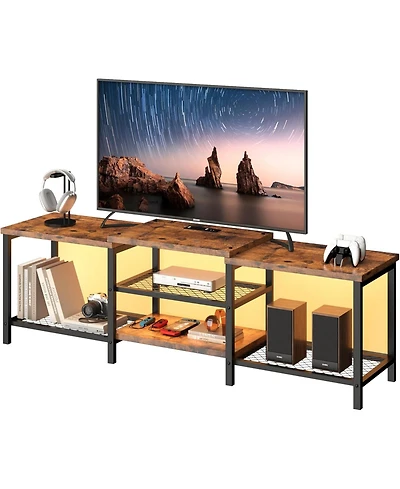 gaomon Tv Stand to 75 Inch Tv, Entertainment Center with Power Outlet,Tv Media Console Table 3-Tier Open Storage Shelves