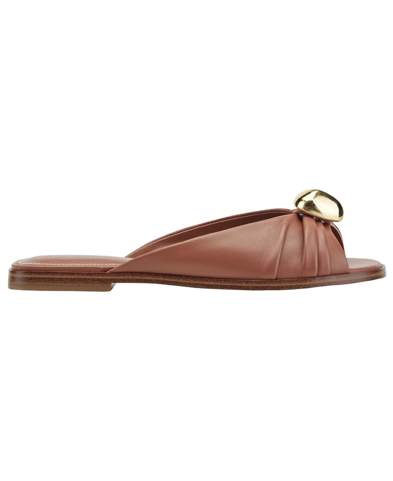 Marc Fisher Ltd Women's Dalani Ornamented Ruched Flat Slip-On Sandals