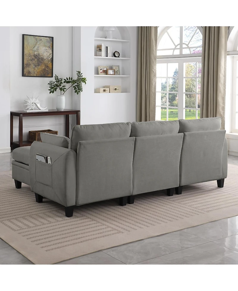 Streamdale Furniture 85" Chenille Modular Sectional Sofa with Storage Ottoman