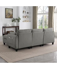 Streamdale Furniture 85" Chenille Modular Sectional Sofa with Storage Ottoman