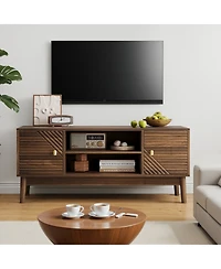 Streamdale Furniture Mid-Century Modern Walnut Tv Stand for Living Room & Bedroom
