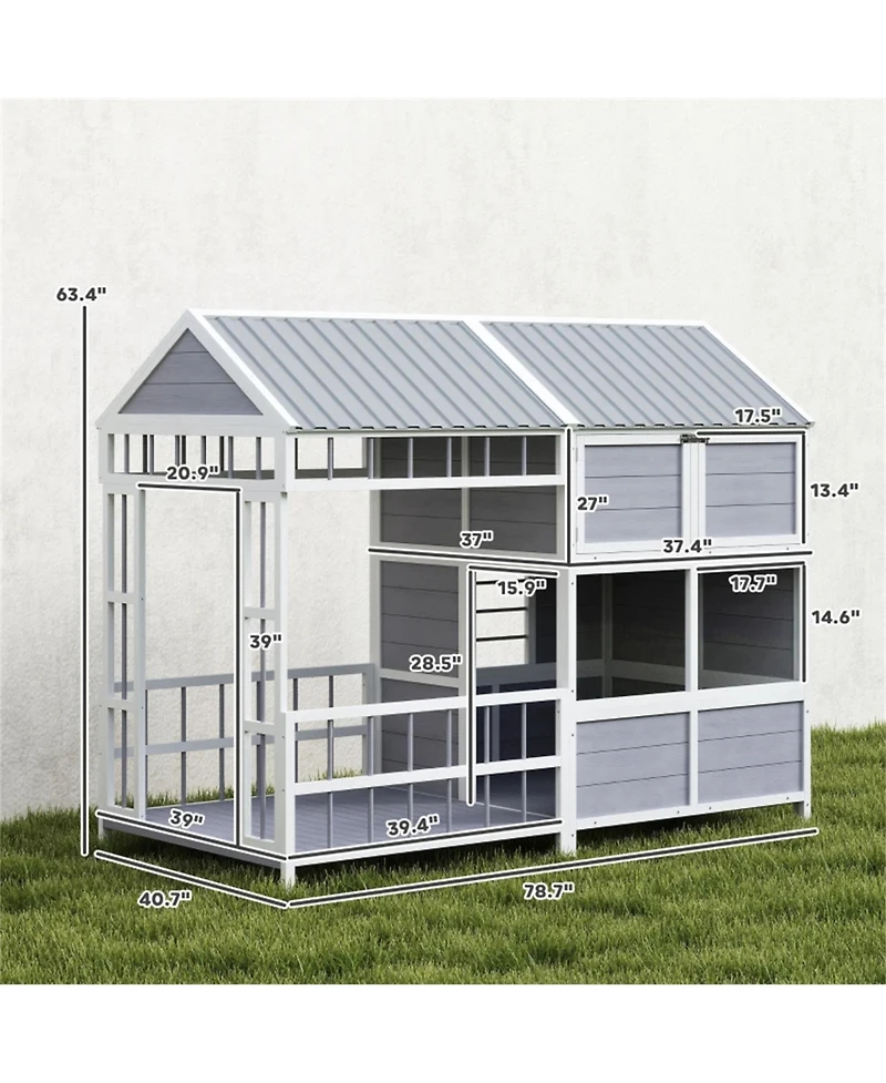 Aostirmotor Spacious Wooden Dog House, Large Outdoor Pet Kennel for Dogs