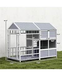 Aostirmotor Spacious Wooden Dog House, Large Outdoor Pet Kennel for Dogs