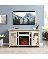 Streamdale Furniture 60.23"W Farmhouse Barn Door Tv Stand with Fireplace Insert