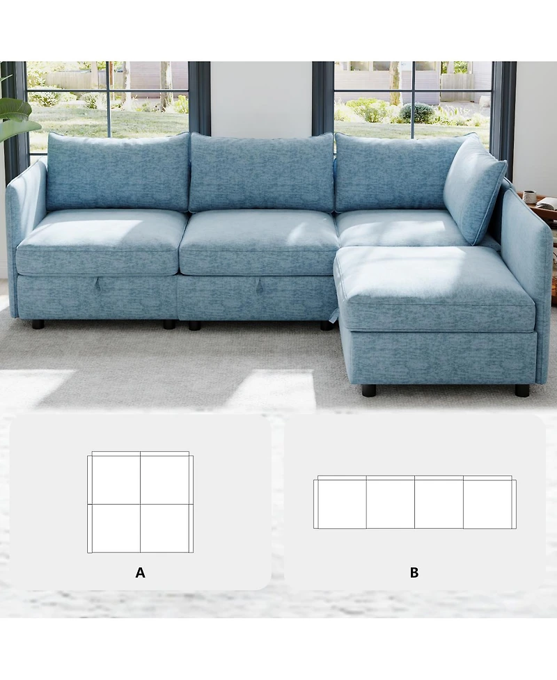 Streamdale Furniture Modular Sectional Sofa with Storage and Sleeper Functionality
