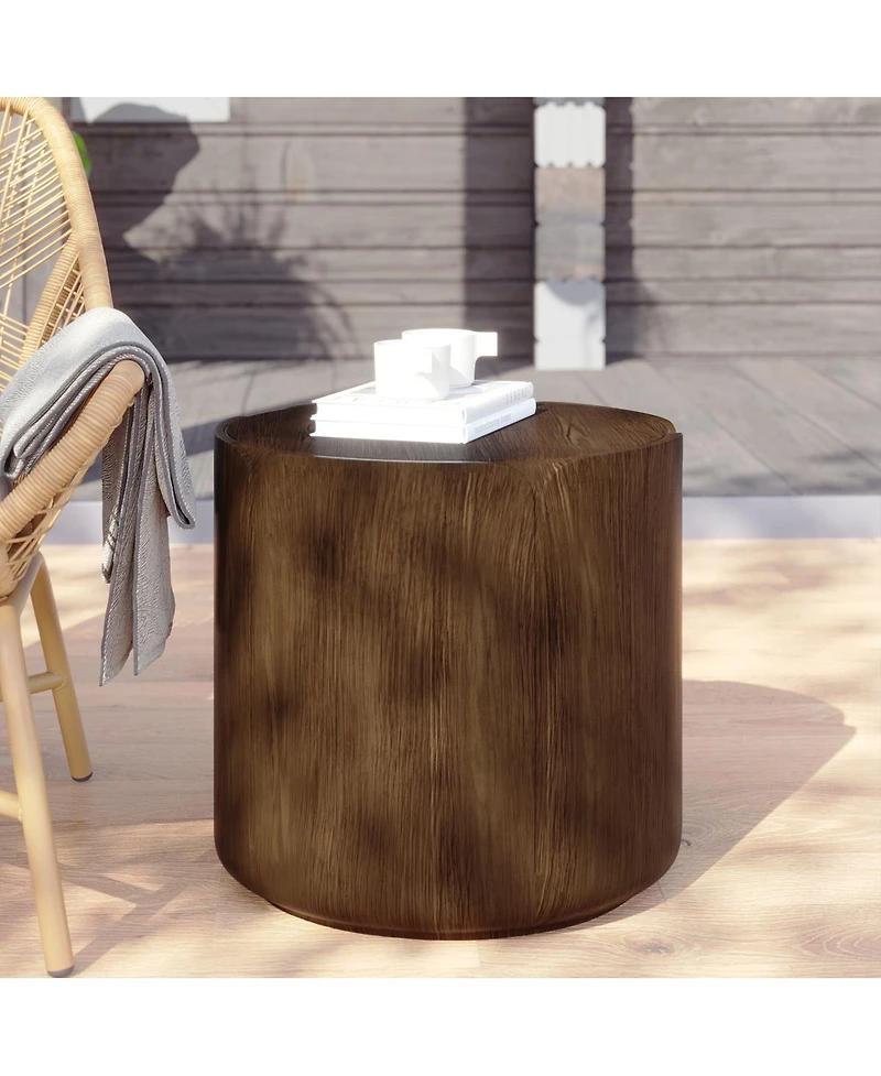 Streamdale Furniture Modern Wood Grain Patio Garden Stool, Sturdy Waterproof, No-Assembly Table