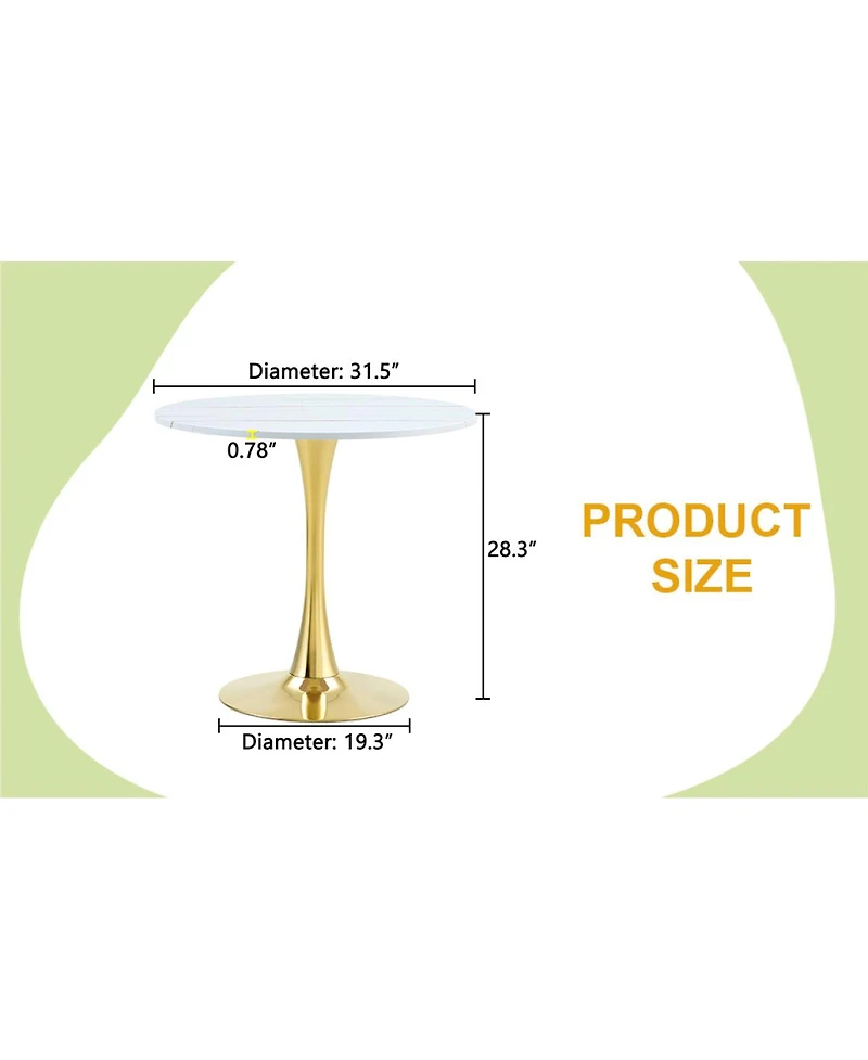 Streamdale Furniture Streamdale Round Dining Table, 31.5" Tulip Bistro Table for Kitchen, Living Room, Cafe