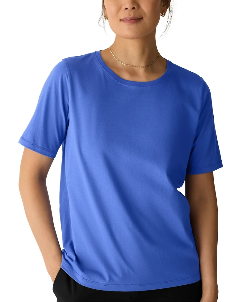 Eileen Fisher Women's Short-Sleeve Round Neck T-Shirt, Regular & Plus