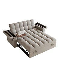 Streamdale Furniture Streamdale 65-inch 3-in-1 Foldable Sofa Bed with Table, Storage Armrests & Adjustable Back