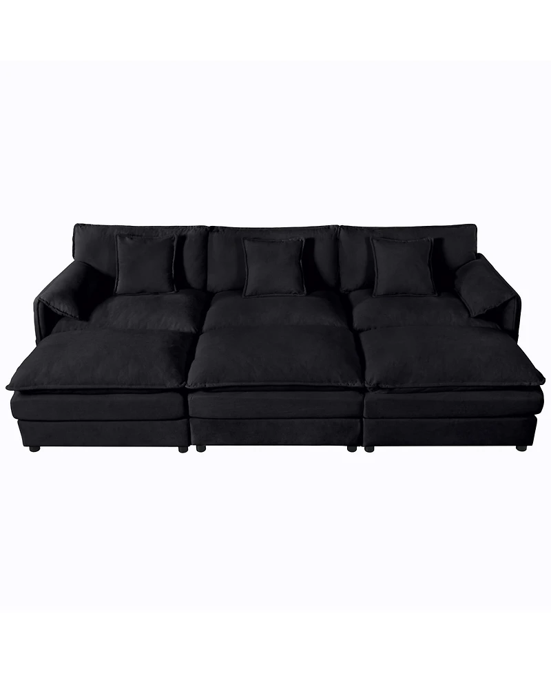 Boyel Living Oversized Deep Seat Sectional Cloud Sofa Sleeper with 3 Ottomans & Soft Pillows, Modular Couch Bed, Diy Combination