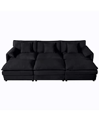 Boyel Living Oversized Deep Seat Sectional Cloud Sofa Sleeper with 3 Ottomans & Soft Pillows, Modular Couch Bed, Diy Combination