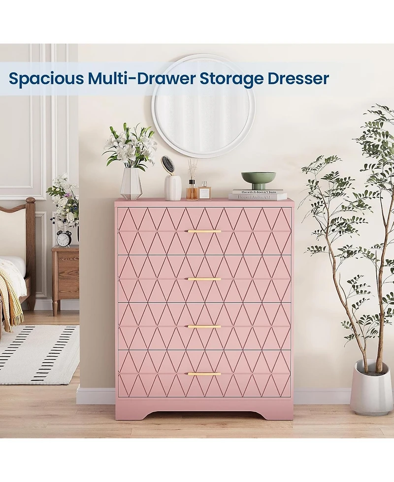 gaomon Tall 4 Drawer Dresser, Wooden Storage Chest with Metal Handles for Bedroom, Living Room