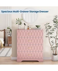 gaomon Tall 4 Drawer Dresser, Wooden Storage Chest with Metal Handles for Bedroom, Living Room