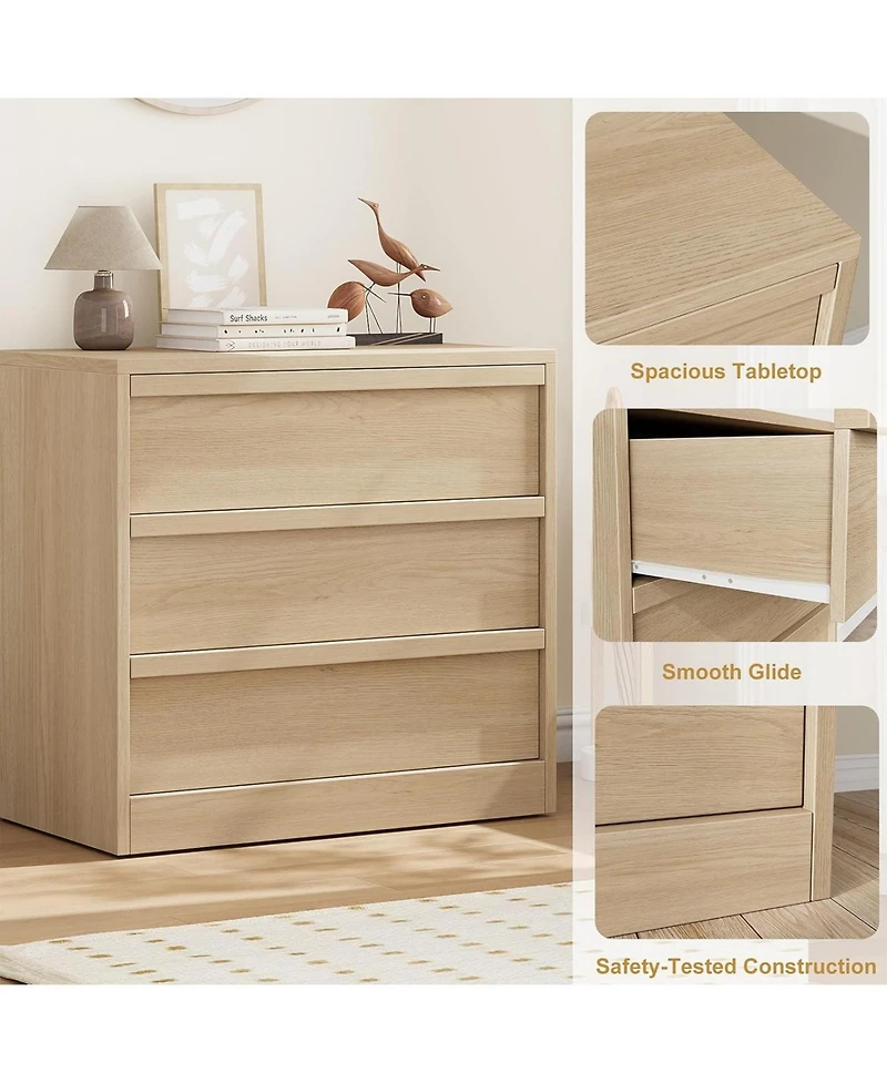 gaomon 3 Drawer Dresser for Bedroom, Nightstand Chest of Drawers with Large Storage, Small Modern Organizer Bedside Table Living Room