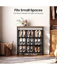 Yigii Slanted Shoe Rack for Small Spaces with Adjustable Feet
