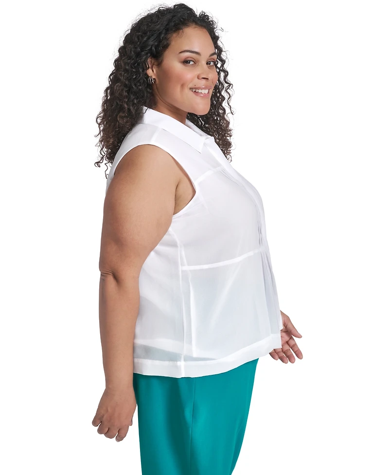Calvin Klein Plus Collared Neck Sleeveless Top