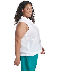 Calvin Klein Plus Collared Neck Sleeveless Top