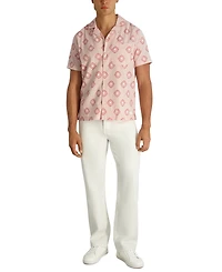 Karl Lagerfeld Paris Men's Seersucker Geometric Printed Short-Sleeve Shirt