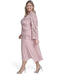 Jessica Howard Plus Mesh Jacket and Sleeveless Fit & Flare Dress, 2-Piece Set