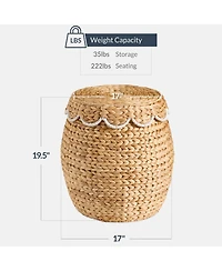 Best Choice Products Scalloped Water Hyacinth Storage Tote Basket with Lid