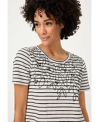 Olsen Women's Embrodiered Stripe T-Shirt