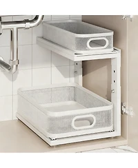 Yigii 2-Tier Under Cabinet Organizer with Ball-Bearing Slides for Easy Access & Adjustable Height