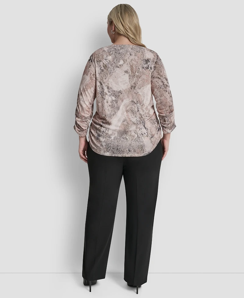 Dkny Plus Boat Neck Long-Sleeve Top