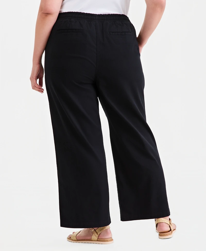 Style & Co Plus Wide-Leg Twill Tape Pants, Macy's Exclusive