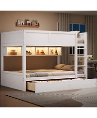 Streamdale Furniture Full Xl over Full Xl Bunk Bed with Storage, Led