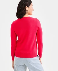 Style & Co Women's Cotton Crewneck Flag Sweater, Exclusively at Macy's