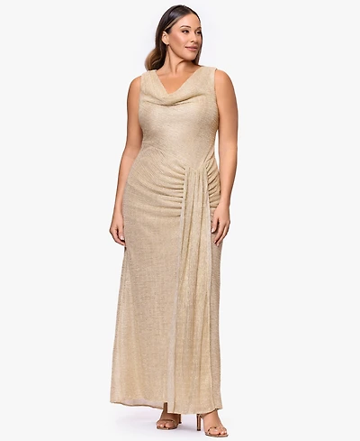 Betsy & Adam Plus Crinkle Detail Maxi Gown