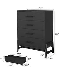 Gaomon 4 Drawer Dresser for Bedroom, 38.6" Tall Freestanding Storage Chest for Living Room or Entryway, Black