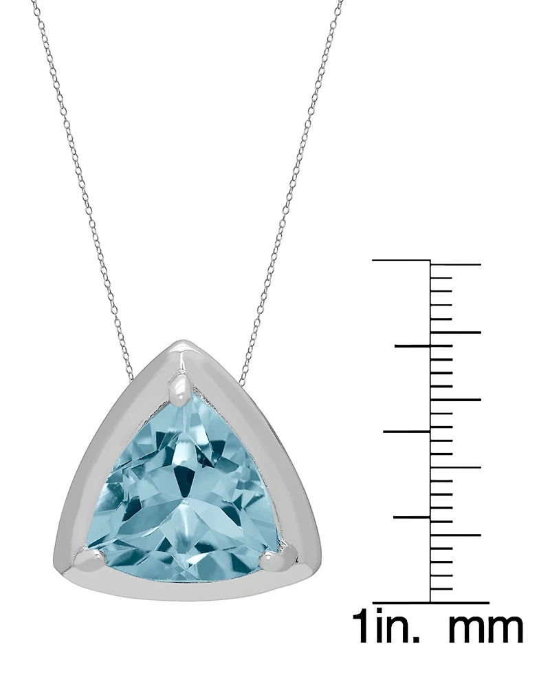 Macy's 2-Pc. Genuine Blue Topaz (2.98 ct. t.w.) Trillion Pendant Necklace and Stud Earrings Set Sterling Silver