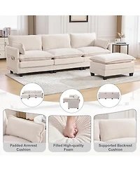 Streamdale Furniture 102" Oversized Modular Sectional Sofa with Movable Ottoman