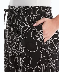 Rafaella Petite Floral Embroidered Drawstring Pants
