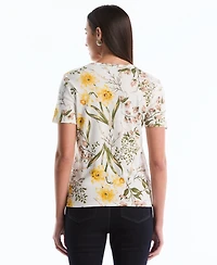 Rafaella Petite Garden Print Lace-Up Top