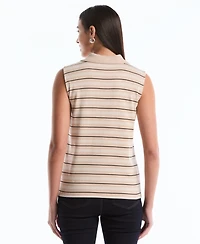 Rafaella Petite Stripe Sleeveless Polo Top