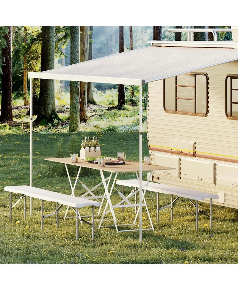 gaomon 6 Foot 2 Pack Folding Bench Seat, Portable Plastic Bench Carry Handle and Smooth Hdpe Tabletop for Camping