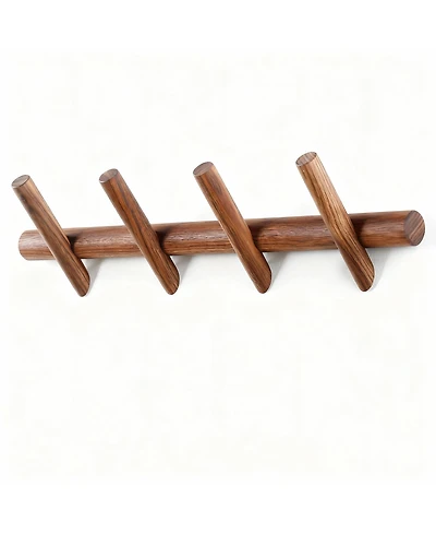 Yigii Beech Wood Wall Hooks for Coats, Hats, Scarves - Durable, Easy Install