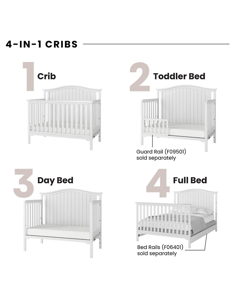 Child Craft Hampton Arch Top 4-in-1 Convertible Crib