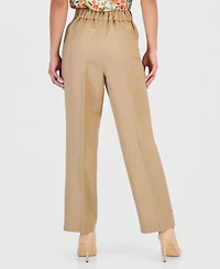 Kasper Petite Mid Rise Straight-Leg Pull-On Ankle Pants