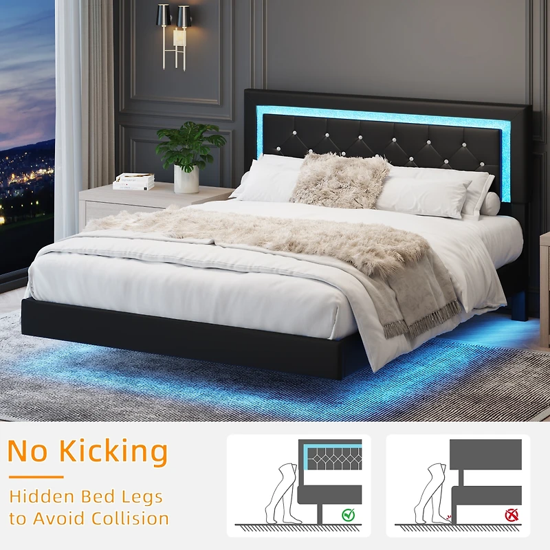 Streamdale Furniture Queen Size Bed Frame with Led Headboard